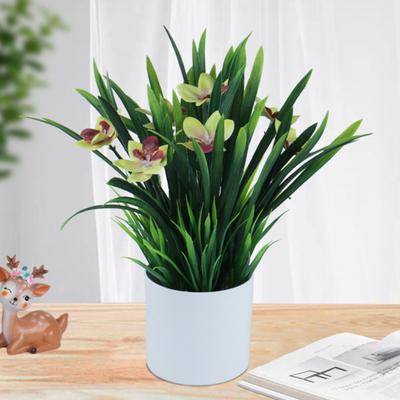 1 Set Artificial Potted Plant DIY Anti-fall Plastic Eye-catching Fake Orchid Flower for Office
