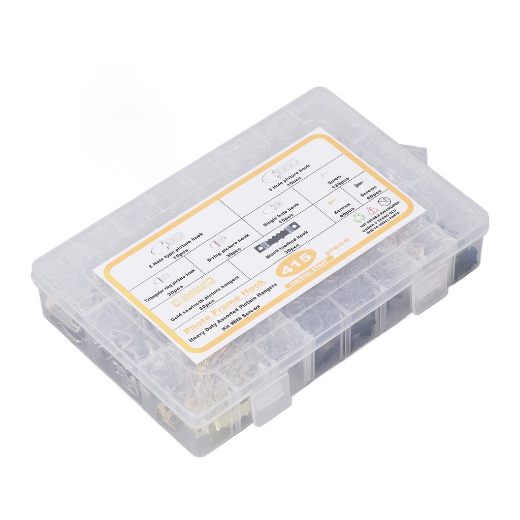 Bilderaufhänger-Set Schwerlast Sortiert Rahmenhaken mit Schrauben Transparente Box 7 Modelle