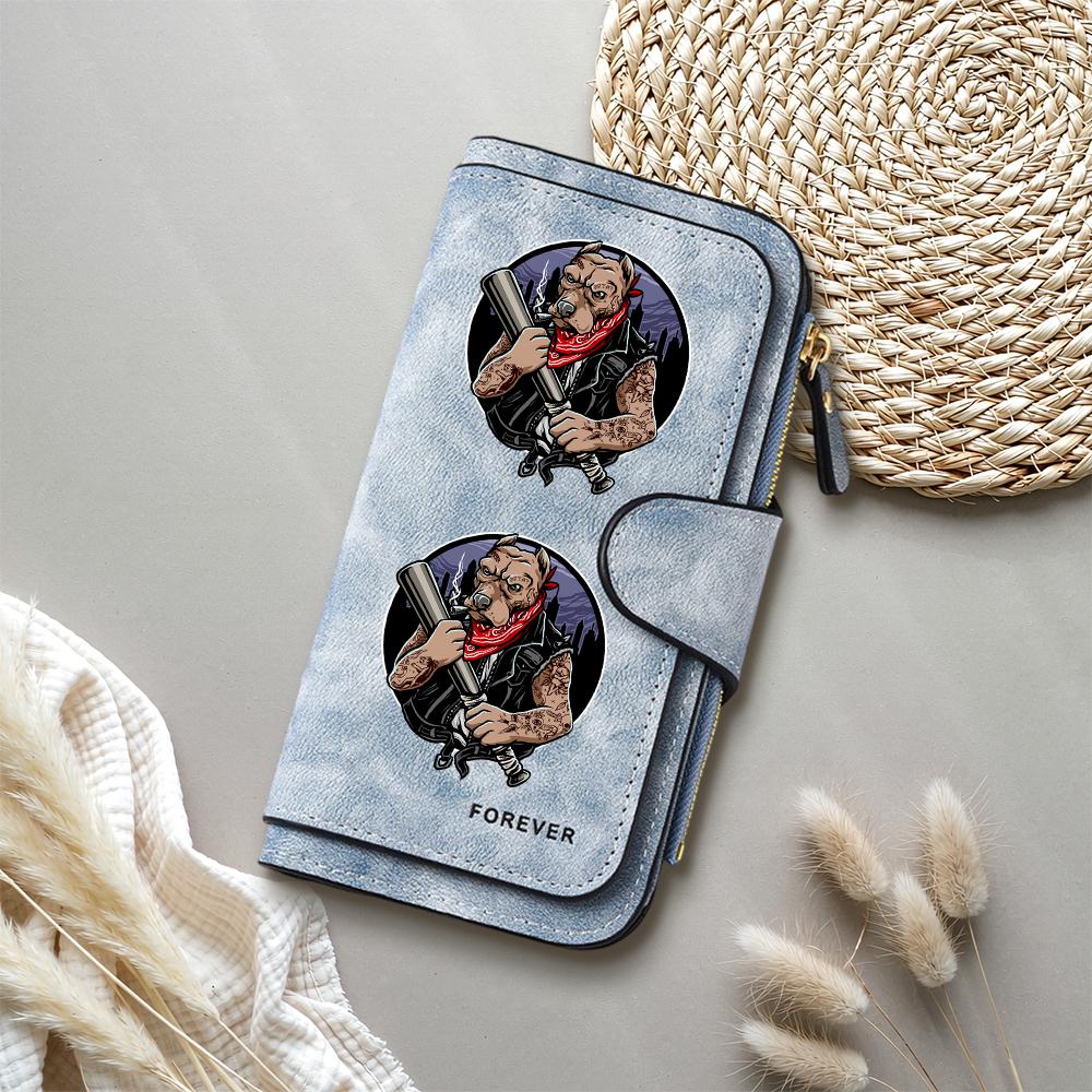 Cool Bully Print Women Long Wallet Multi Card Slot PU Leather Purse Forever Fashion Daily Carry Wallet for Ladies