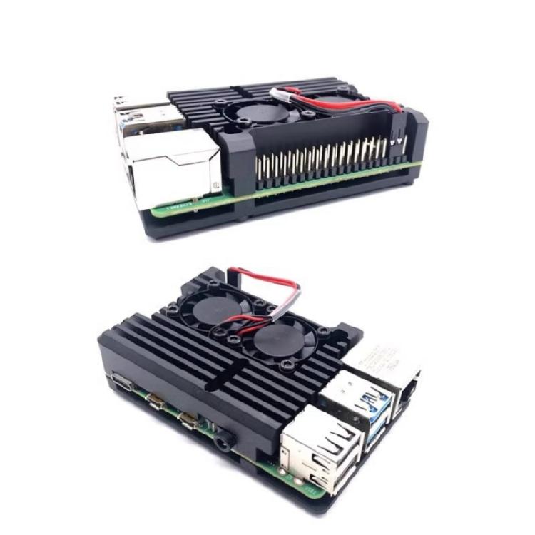 Aluminium Alloy Pi 4B Armors Case with Integrated Double Fan for Raspberry Pi4B Enclosure Enhances Thermals Performances