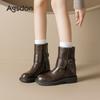 Martin boots new autumn and winter short boots platform-soled retro Maillard brown knight boots