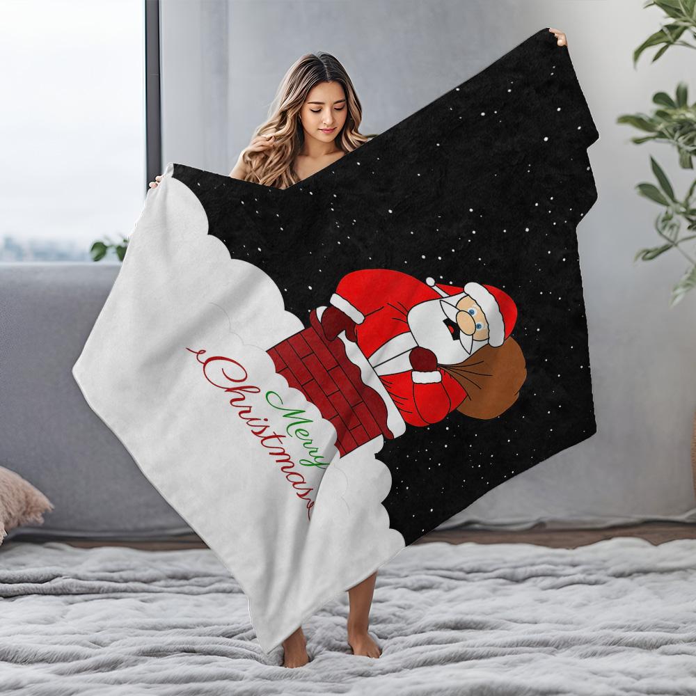 Tuniu Christmas Santa Claus Chimney Blanket for Kids Boys Girls Cozy Warm Gift for Bedroom Sofa