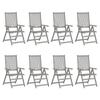 Chaises inclinables de jardin - MAISON EXCLUSIVE - Lot de 8 - Acacia massif - Dossier 5 positions - Coussins inclus