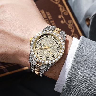 Nové Iced Out Hodinky pro Muže Luxusní Hodinky Muži Kalendář Quartzové Náramkové Hodinky Pánské Špičková Značka Hodiny Velkoobchodní Prodej