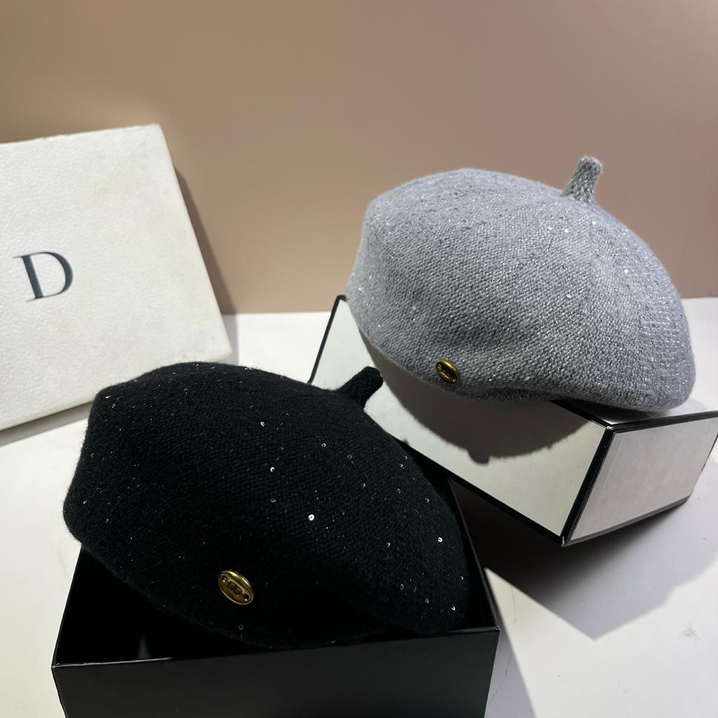 Japanese And Korean Fine Glitter Styling Beret Irregular Edge Pressing Painter Hat Bud Girl