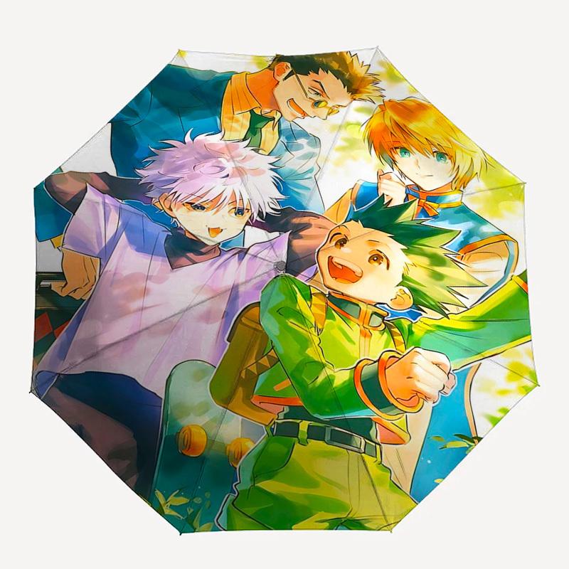 1pc Hunter X Hunter Characters Auto Open Umbrella, Portable Three-Fold Design with 8-Bone Iron Frame, Outdoor Gift for Fans, Travelers, Daily Use, Per