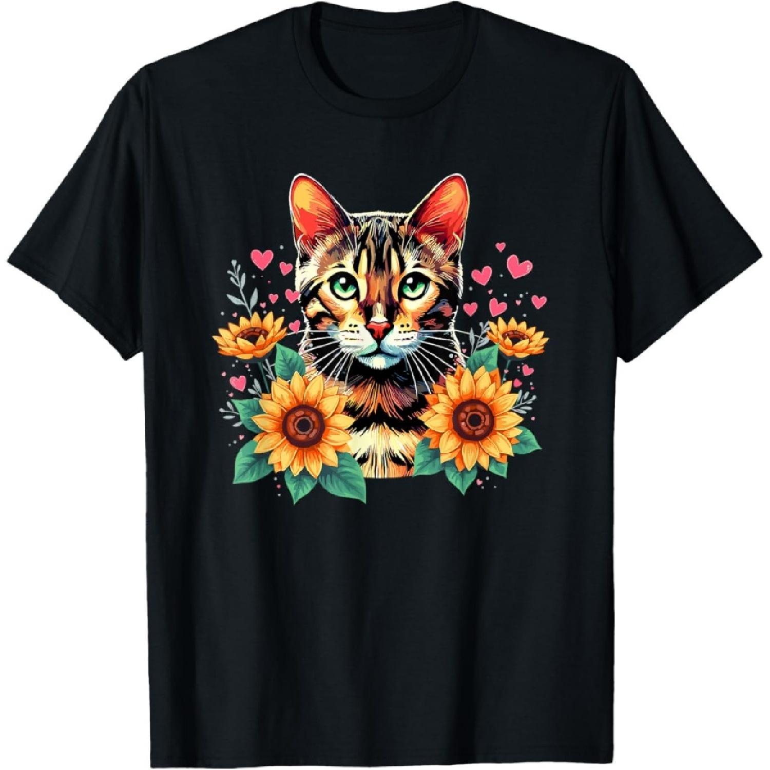 Sunflowers Bengal Cat T-Shirt(1) S