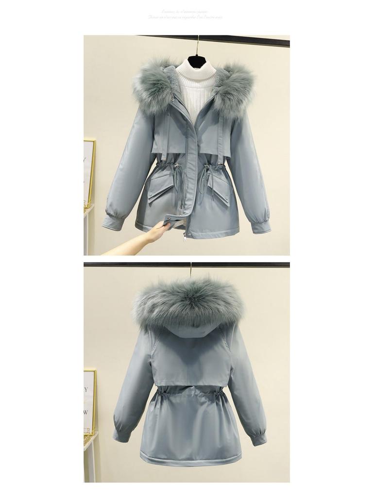 2025 Winter Damen Baumwolljacke in Übergröße mit Kunstpelz