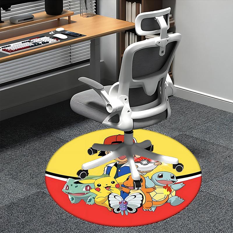 

Pokemon Characters,Pikachu Chair mat Round Rug Office carpet, Machine Washable, Non slip, Suitable for Living Rooms, Bedrooms 80cm