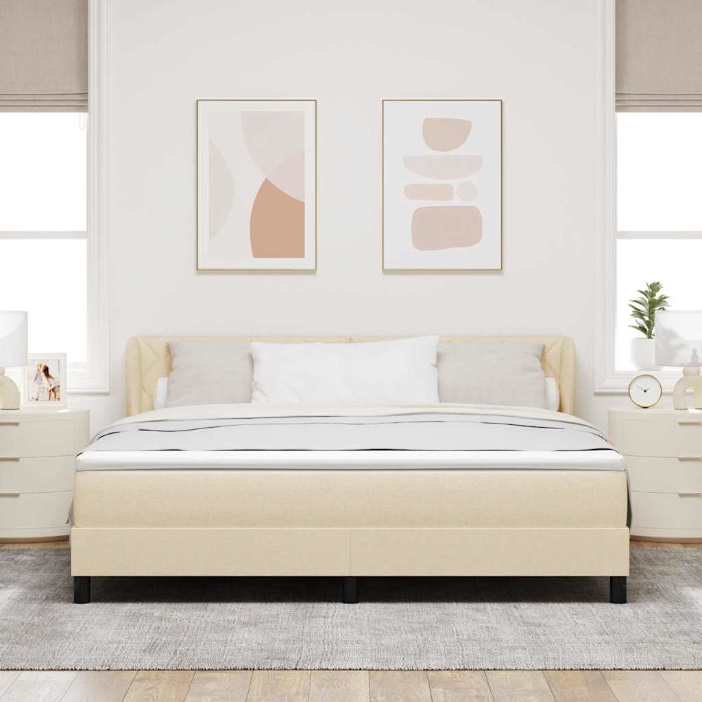 Box Spring Bed with Headboard Cream 180 x 200 cm Fabric