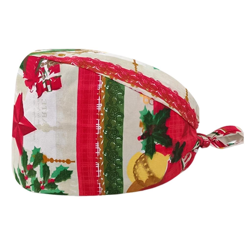 Cute Christmas Cartoon Surgical Cap - Comfortable Cotton Dustproof Head Cover for Chefs & Nurses