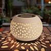 Solar Light Outdoor Solar Powered LED Lamp Hollowed Out Metal Desktop Decorative Lantern for Patio Garden Yard Desktop Lighting