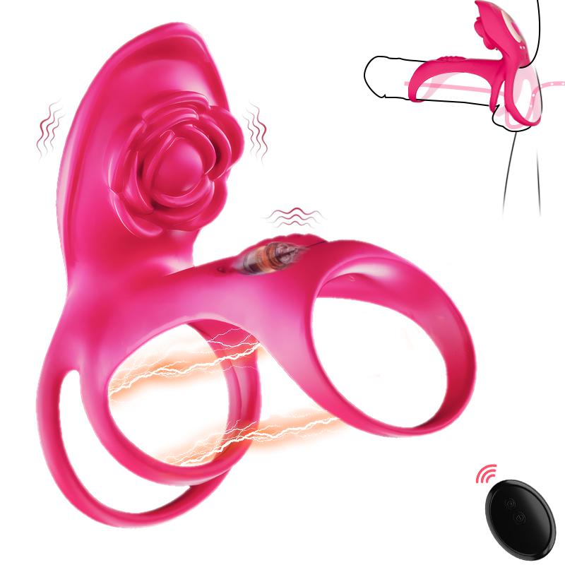 Rose Cock Ring Vibrator Penis Sleeve G Spot Clitoral Stimulator Delayed Ejaculation Penis Erection Vibrator Adult Products