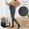 Maternity Cotton Striped Fleece-Lined Pantyhose with Abdominal Support