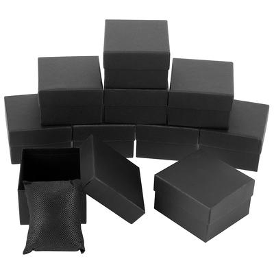 10pcs Paper Storage Boxes with Spoone Jewelry Box for Girls Gift Box Square Black 8.6x7.9x5.2cm