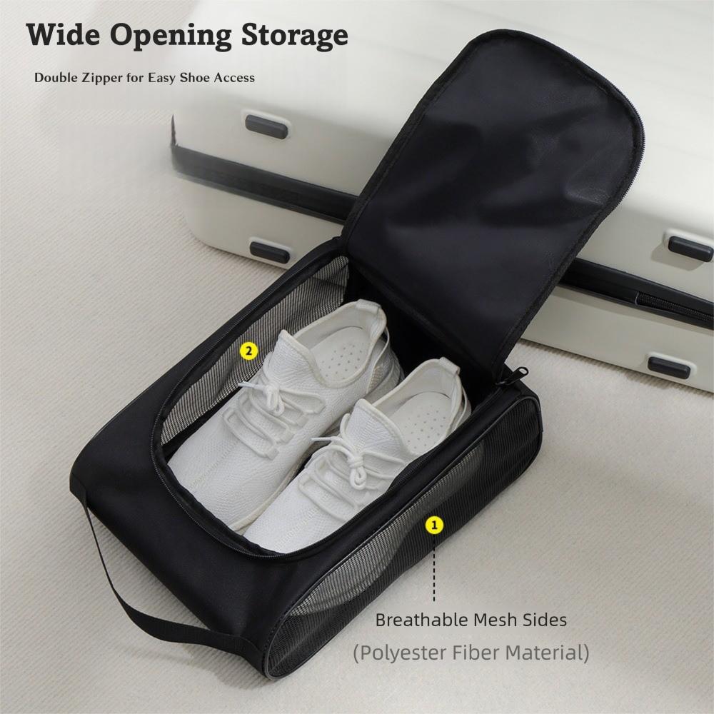 Portable Golf Shoe Bag Hand-Held Separate Compartment Dustproof Shoe Bag Lightweight Breathable Oxford Cloth Shoe Carrier