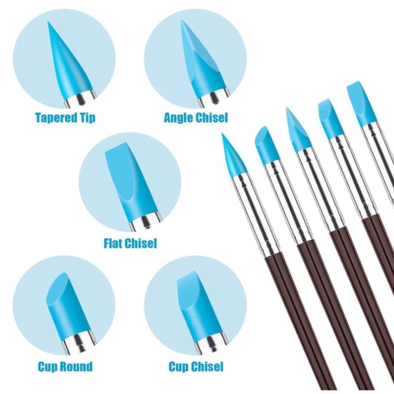 Silicone Clay Sculpting Modeling Dotting Tool Pottery Craft Use for DIY Handicraft Silicone Brush Sculpture Pottery, Nail Art