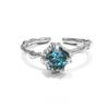 Non-fading blue zircon ring niche design index finger ring opening adjustment sweet cool ring jewelry