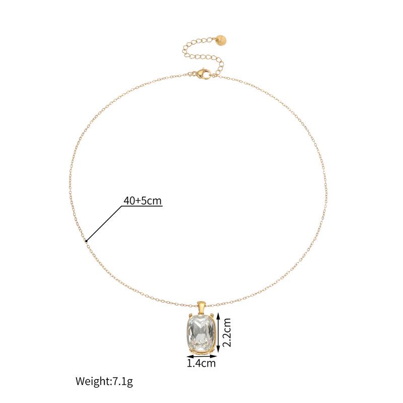 Hot-Selling Geometric Zirconia Square Necklace: European & American Style, Fashionable and Versatile for Autumn/Winter