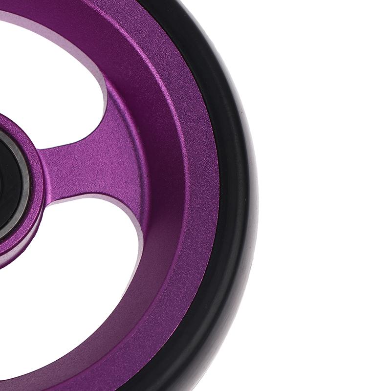 Wheelchair Front Caster Wheel, 4" PU Solid Tire with Aluminum Alloy Hub, Bearing I.D. 8mm, Swivel Caster Replacement