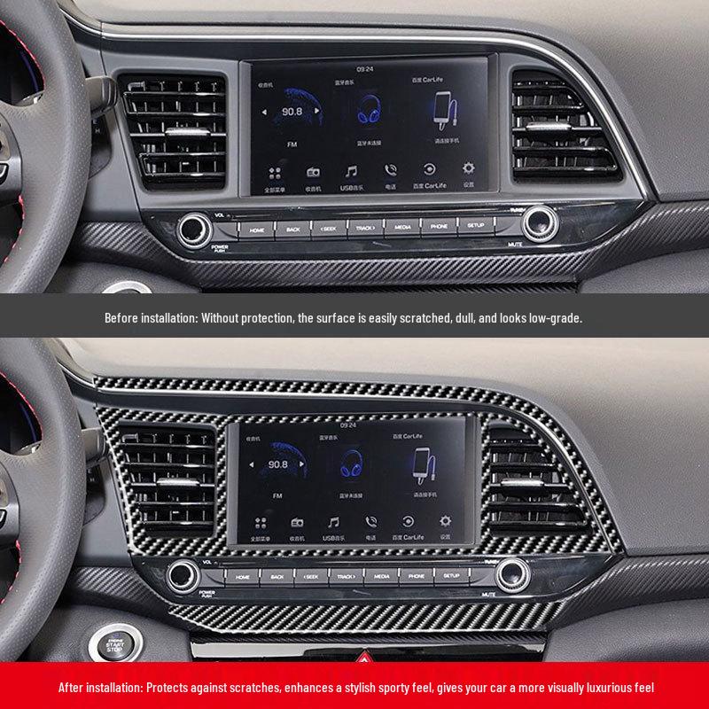Carbon Fiber Trim Stickers for 16-20 Elantra Center Console & Air Vent