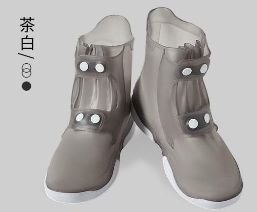 

Нові прозорі водонепроникні бахіли з кнопками Чоловіки Жінки Багаторазові бахіли Потовщені дощові бахіли Білий протектор взуття 2XL fits shoes 42-43 сірий колір