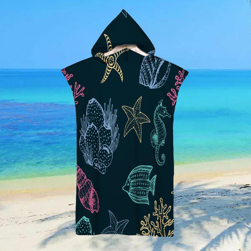 Adult Kids Beach Towel Quick Dry Hooded Cloak Children Women Large Bath Towels Sand Free Poncho Bathrobe For Summer Swim Surf