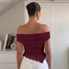 Women's summer new sexy babes one-word shoulder lace solid color T-shirt top wholesale