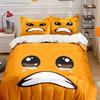 Cute Crying Orange Face Emoji 3PCS Bedding Set Soft Microfiber Duvet Cover Pillowcase Set For Kids Teens Bedroom Decor