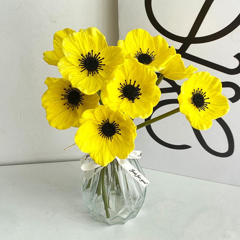 Oriental Poppy Simulation, PU Mini Fake Flower Arrangement for Decor and Photography