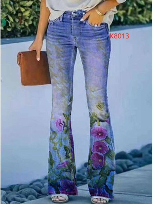 2023 Women's Plus Size Casual Faux Denim Pants - European & American Fashion