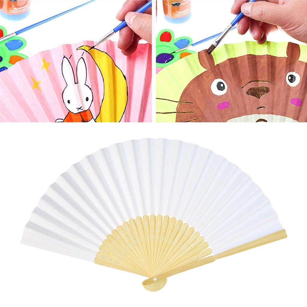 Pack of 50 Heliltd Folding Art Summer Heat Dance White Fans, Plain, Fans, DIY, Festivals, Celebrations, Weddings, Protection, Fans,