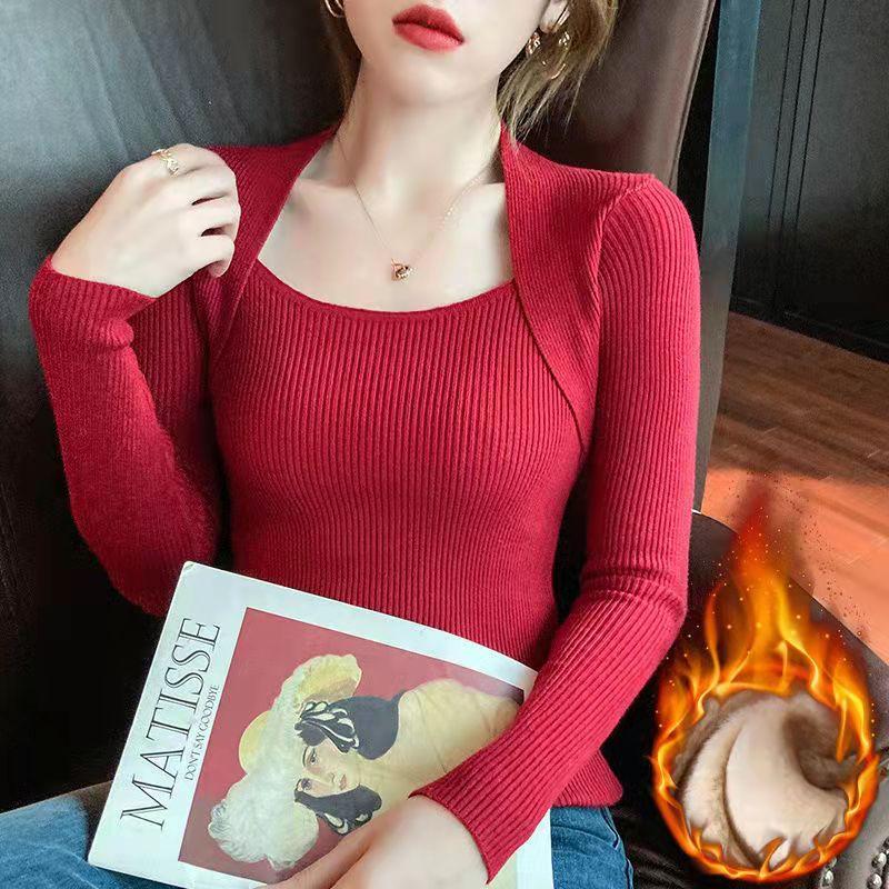 

Милая женская модная короткая утолщенная рубашка с длинными рукавами и v-образным гнездом, женская осенняя модная верхняя женская одежда с рыбьей косточкой one size красный