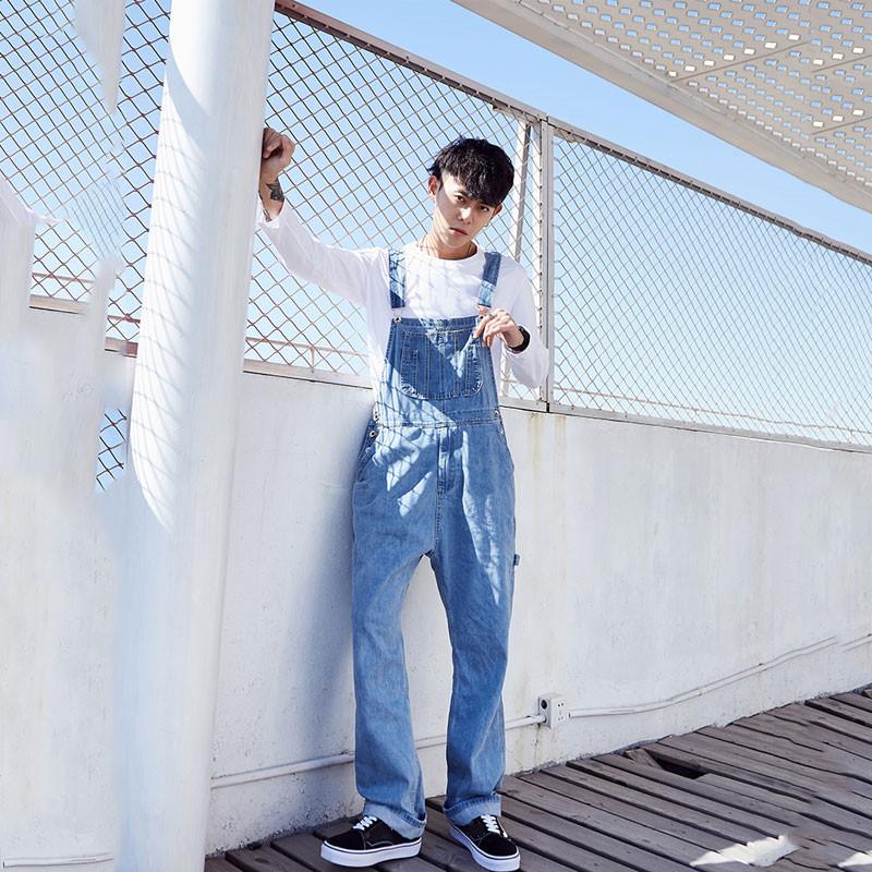 Men's Denim Overalls Large Size Strap Straight Pants Blue Jeans Men's Plus Size Work Clothes