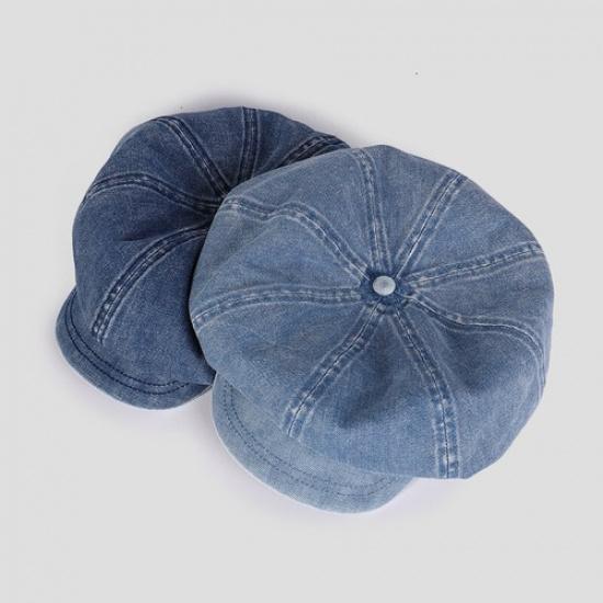 Lady Casual Hat Cap Beret Denim Hat Newsboy Flat Baggy Summer Cap Oversized Hat