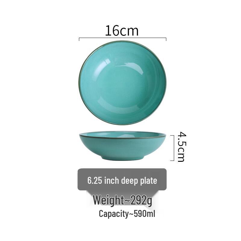 

Ruhanlan Green Glazed Ceramic 6.25-inch Deep Plate