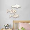 3Pcs/Set Wooden Dolphin Wall Decoration, Flowers Leaves Pattern Fish Wall Art for Beach, Lake House, Nautical Coastal Ocean Theme Hanging Ornament