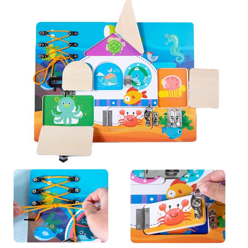 Children Unlock Busy Board Toys Montessori Teaching Life Skills Training DIY Activity Board Education Learning Toy For Preschool