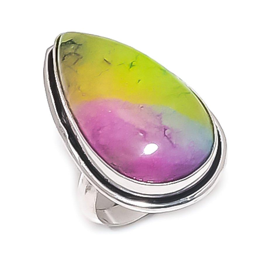 Natural Rainbow Solar Quartz 925 Sterling Silver Jewelry Ring Size 6 W7a05