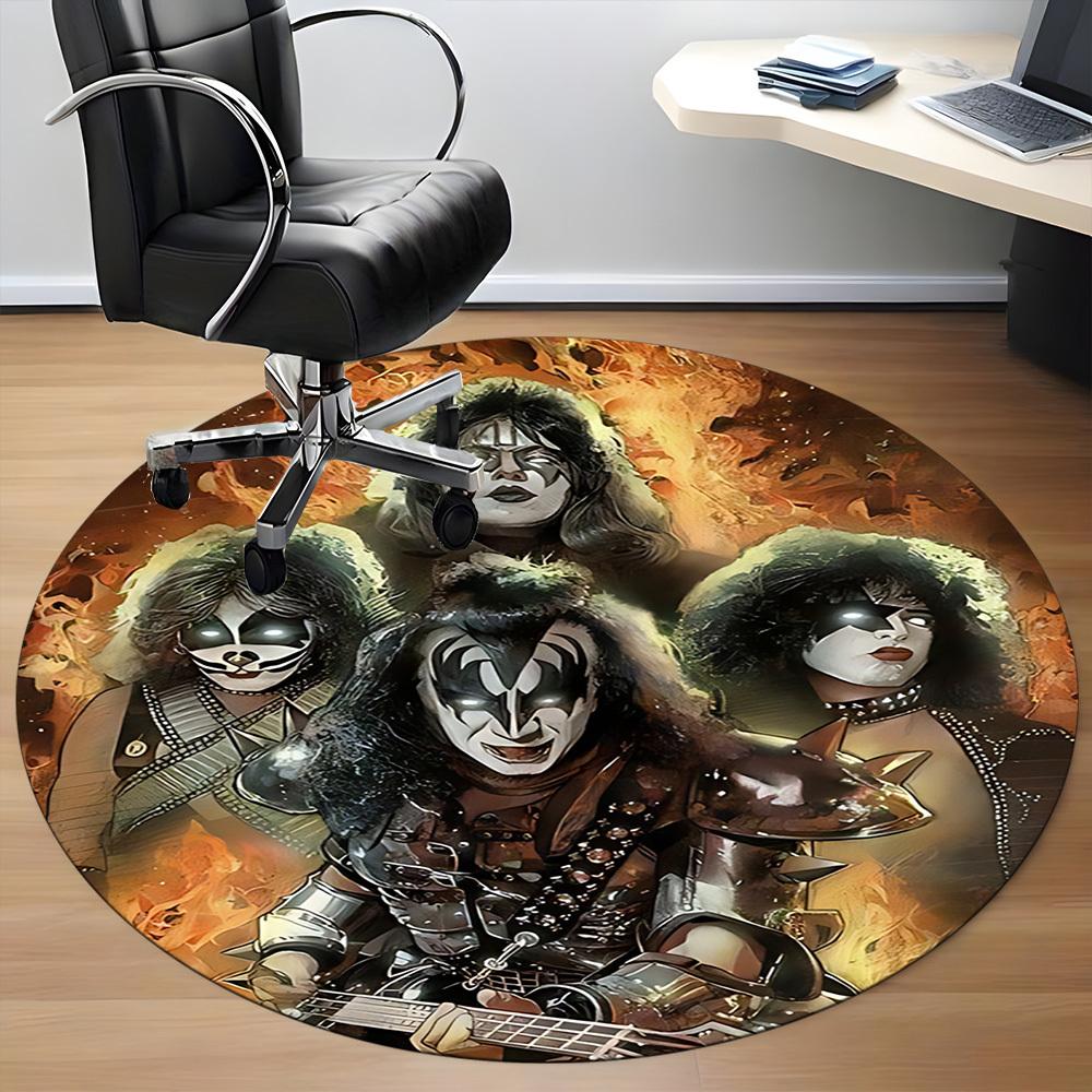 1pc KISS Band Office Round Area Rug, Under Office Chairs Bedroom Living Room Home Decor a1016284