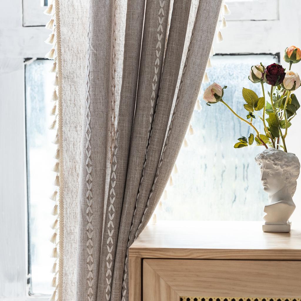 Vorhangärmel Stangentasche Gestreift Dreidimensional Grau-Weiß Wohnzimmer Kinderzimmer Verdunkelung Erkerfenster Vorhang