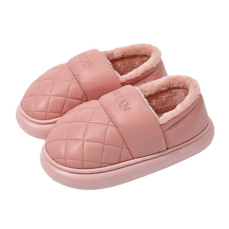 Waterproof cotton slippers for the elderly, non-slip autumn and winter home warm bag and thick-bottomed leather cotton slippers, new models
