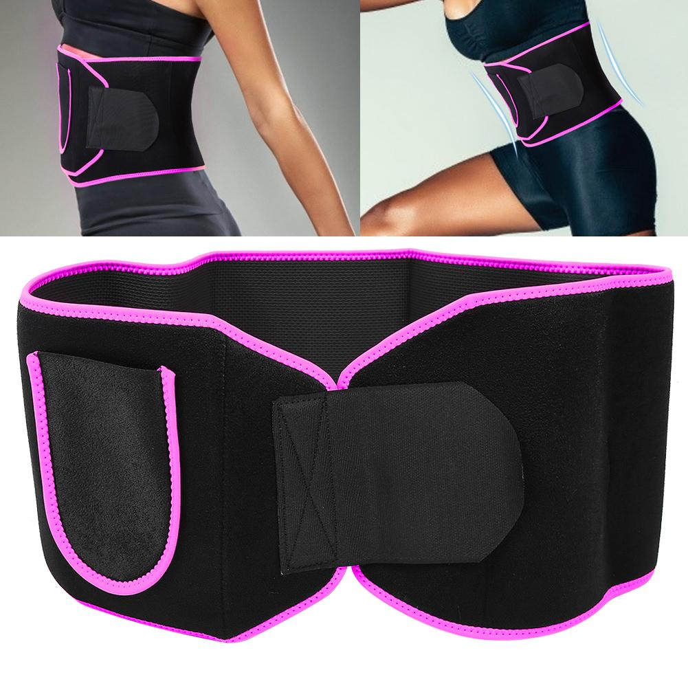 Waist Trainer Belt Women Elastic Sweating Waist Protective Fitness Body Shaping Belt (M)Rose Red