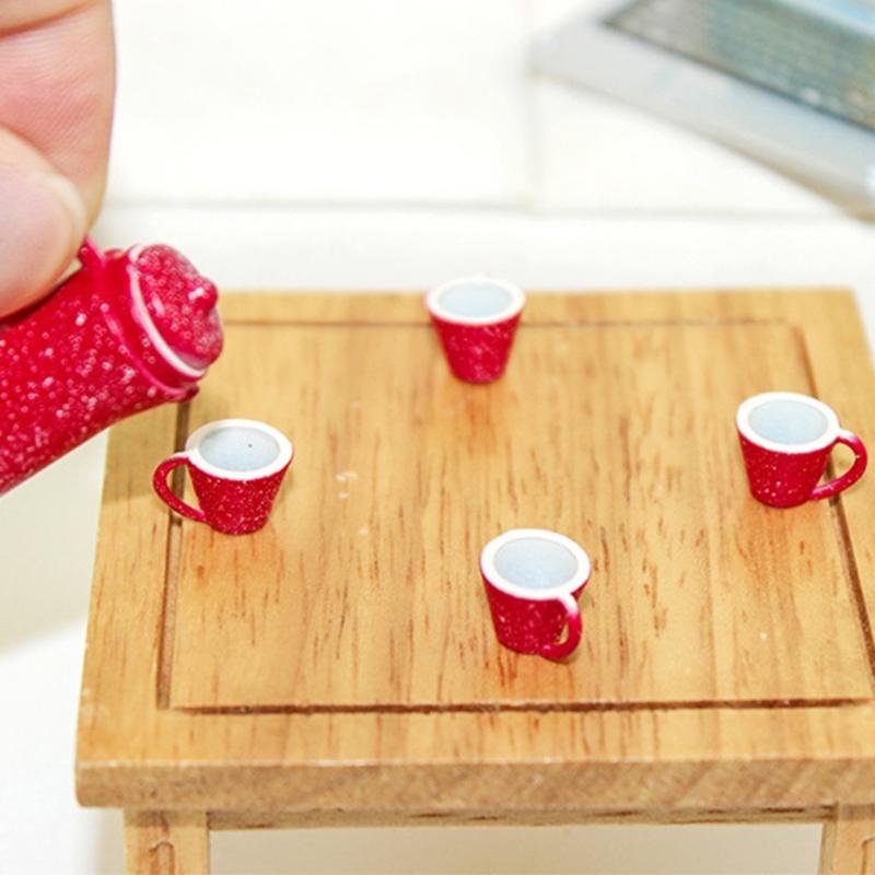 5Pcs Miniature Kettle And Cup Set For 1/12 Dollhouses Accessories And Creative Dollhouses Landsacping Decoration