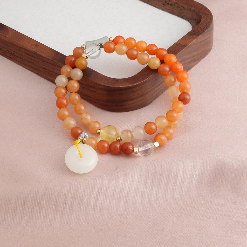 New Chinese bracelet amethyst Myanmar jade sun stone chalcedony safety buckle double circle crystal bracelet versatile bracelet