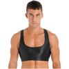 Canottiere da uomo lucide con scollo a U a tinta unita senza maniche crop top gilet per sport fitness yoga
