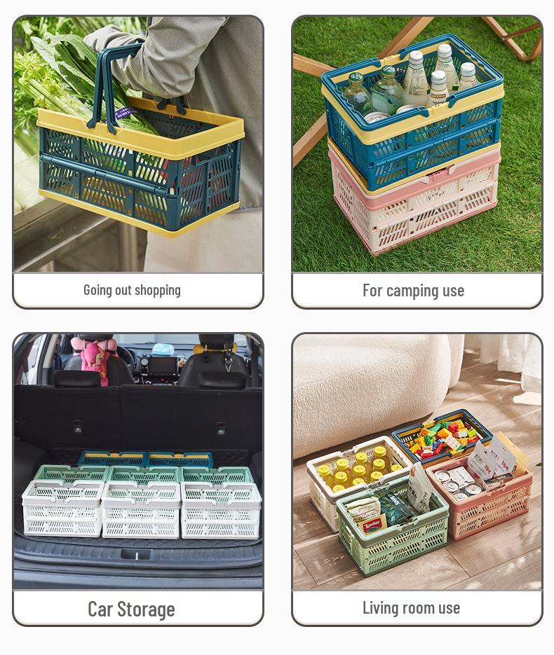 Collapsible Multifunctional Storage Basket for Kitchen, Shopping, and Picnic