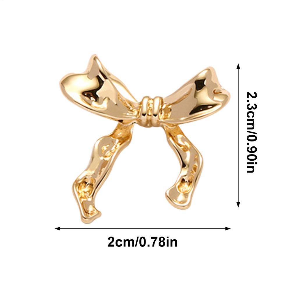 Bow Stud Earrings Versatile Stud Earrings with Ribbon Shape Charming Shining Earrings Plated with 14K Gold for Dating Gathering