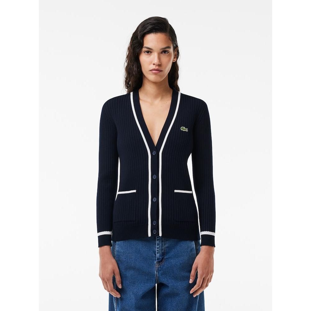 

Lacoste Женский кардиган с V-образным вырезом и 3D-реберным узором AF6921 54G HHW Q2NAF6921 54GHHW 034