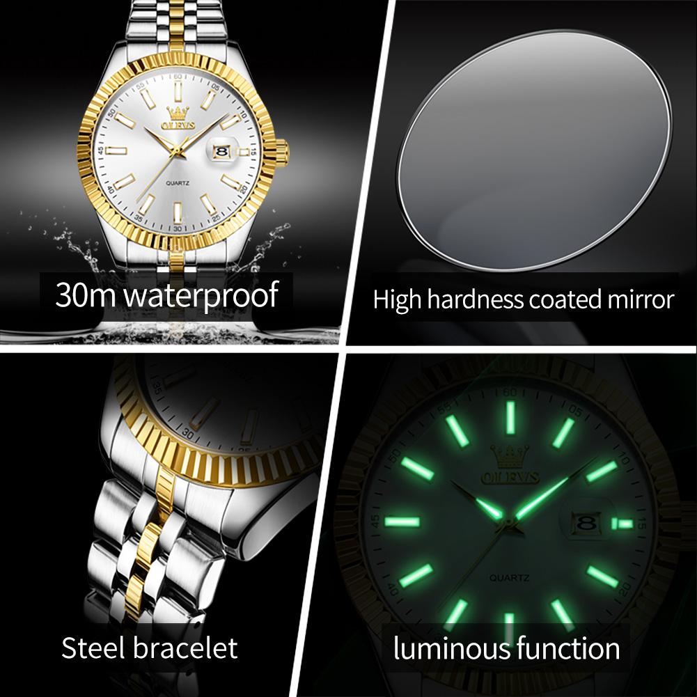OLEVS 5593 Man Watch Luxury Top Brand Original Quartz Watches For Men Stainless Steel Waterproof Auto Date Men's Wrist Watches